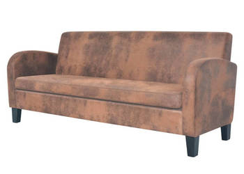 Sofa 3-osobowa ze sztucznej skóry zamszowej brązowa WM-245586