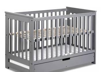 Łóżeczko klupś iwo 120x60 cm z szufladą i barierką ochronną - Szary + grati