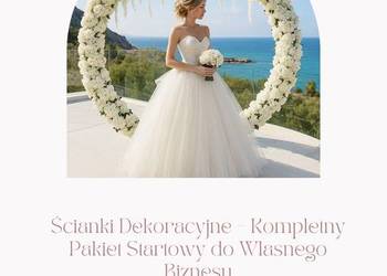 Zestaw dekoracji weselnych – tło, koło, kurtyny, balony