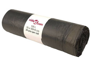 Worki na śmieci ściągane taśmą 250 szt. czarne 120 L WM-155344