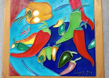 Ceramiczna polichromowana płytka artystyczna Wayne'a Gao.wymiary 20 x 20cm