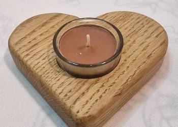 Świecznik drewniany serce dębowe na tealight, Dija No. 13
