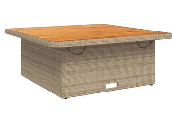 Stół ogrodowy beżowy 110x110x71 cm polirattan i akacja WM-368274