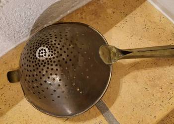 Stary durszlak miedziany  antyk do zawieszenia jako dekoracja unikat