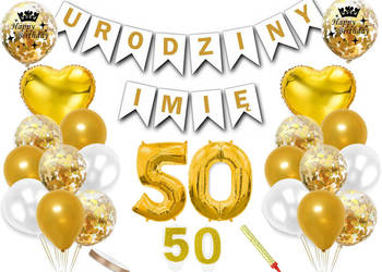 Zestaw dekoracji na 50 urodziny baner + imię balony