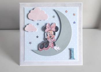Kartka ręcznie robiona na urodziny Myszka Minnie