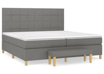 Łóżko kontynentalne z materacem ciemnoszara tkanina 200x200 cm WM-3137182