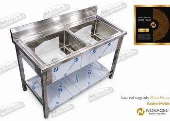 Zlew gastronomiczny dwukomorowy 100x60x85 z półką