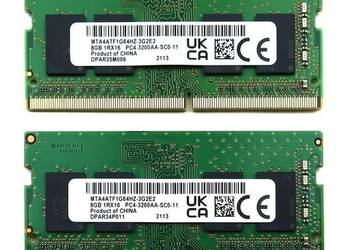 MICRON PAMIĘĆ RAM 2x8GB=16GB DDR4 DUAL Sodimm 3200mhz CL22 Laptop NOWE