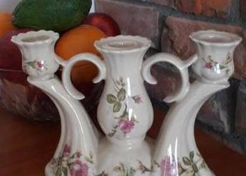 Świecznik Porcelanowy Chodzież trójramienny Retro Vintage Okazja Nieużywany