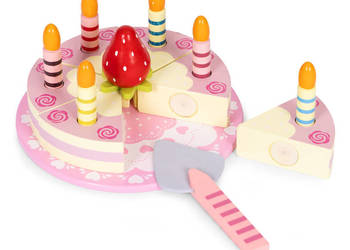 Zestaw drewniany tort na rzepy świeczki truskawka dla dzieci 15 elementów…