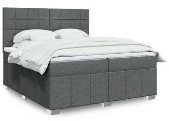 Łóżko kontynentalne z materacem ciemnoszara tkanina 200x200 cm WM-3291776