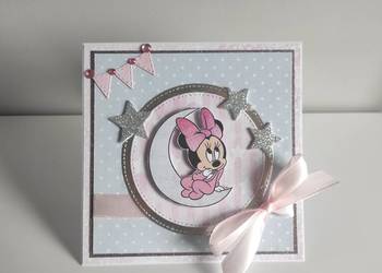 Kartka ręcznie robiona na urodziny Roczek Myszka Minnie Kartka ręcznie robiona na urodziny Roczek Myszka Minnie