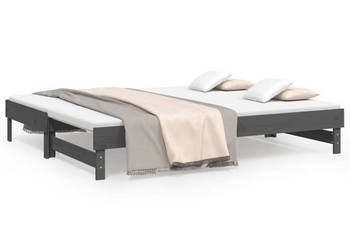 Łóżko rozsuwane szare 2x(100x200) cm lite drewno sosnowe WM-823376