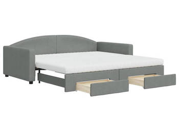 Sofa rozsuwana z szufladami ciemnoszara tkanina 100x200 cm WM-3197248