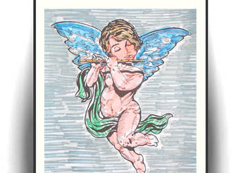 amorek obrazek A4, aniołek plakat, obrazek z aniołkiem, vintage plakat A4