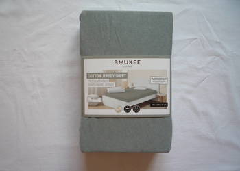 Smukee Szare Prześcieradło bawełniane jersey z gumką 160x200x25