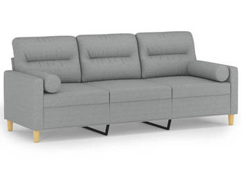 3-osobowa sofa z poduszkami jasnoszara 180 cm tkanina WM-3200829