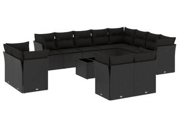 13-cz. zestaw mebli do ogrodu poduszki czarny rattan PE WM-3218535