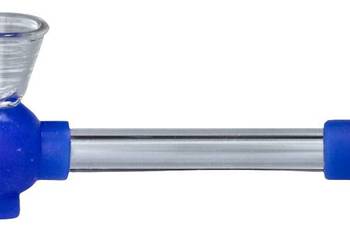 Lufka Szklana Czaszka Niebieska z Elementami Silikonowymi Niebieska 14 cm