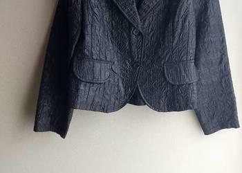 Czarny żakiet materiał a'la tłoczona skóra rozm.42 / XL