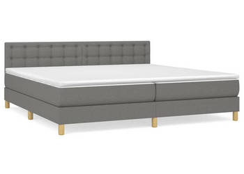 Łóżko kontynentalne z materacem ciemnoszara tkanina 200x200 cm WM-3140962