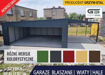 Garaż Blaszany GRAFITOWY Wiata , Hala , Blaszak , Garaże  -  GRZYWSTAL