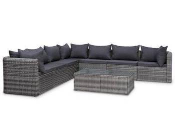 vidaXL 8-cz. zestaw wypoczynkowy do ogrodu, poduszki, rattan PE, (sku44157)
