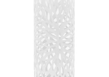 vidaXL Stojak na parasole, design w liście, stalowy, biały(SKU:246803)