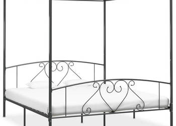 Rama łóżka z baldachimem szara metalowa 180 x 200 cm WM-284445
