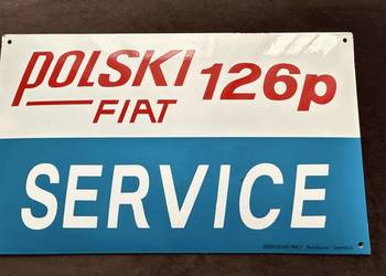 Szyld tablica Polski Fiat Service emalia oryginalny PRL