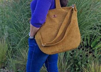 Duża musztardowa torba- handmade