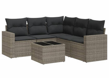 6-cz. zestaw mebli ogrodowych z poduszkami szary rattan PE WM-3251297