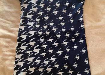 Wzorzysta sukienka ciemny granat czarny biały L/XL