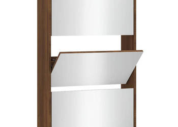 Szafka na buty lustro i 3 szuflady brązowy dąb 63x17x1025cm WM-342640