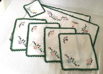 Komplet Wielkanocny Haft ręczny Eko Rękodzieło vintage PRL