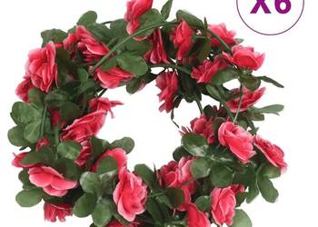 vidaXL Świąteczne girlandy kwiatowe, 6 szt, czerwony róż(SKU:359039)