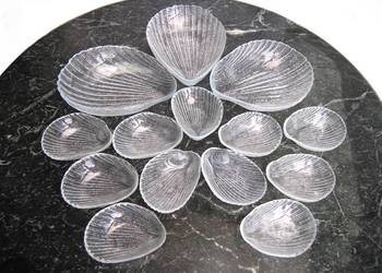 Salaterki miski muszla szkło Ząbkowice Ludwik Fiedorowicz vintage design