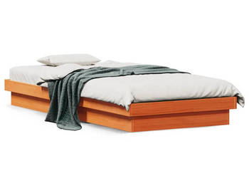 Rama łóżka z LED woskowy brąz lite drewno sosnowe 90x190 cm WM-844420
