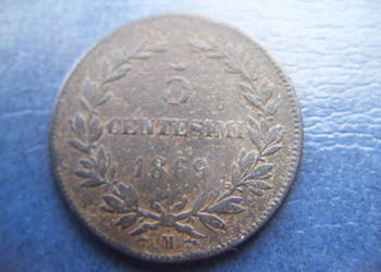 Stare monety 5 centesimi 1869 San Marino
