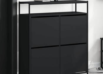 Szafka na buty z 4 uchylanymi szufladami czarna 100x34x112 cm WM-3214413