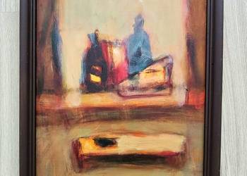 Stary obraz abstrakcja 20x24,5 cm Jagoda Adamus