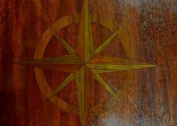 stolik intarsjowany na jacht mahoniowy Róża wiatrów