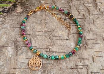 Bransoletka epidot z zawieszką drzewo życia