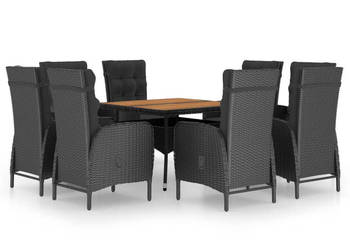 9-cz. zestaw mebli ogrodowych rattan PE i akacja czarny WM-3058533