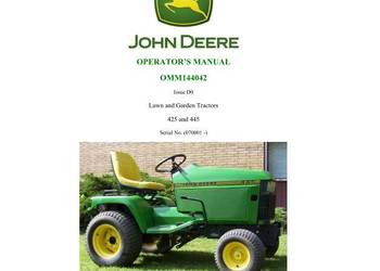 John Deere 415, 425, 445 - ogrodowy instrukcja, katalog