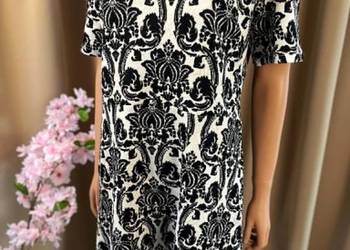 Collection London sukienka biało-czarna ornament elegancka 42 44