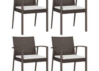 vidaXL Krzesła ogrodowe z poduszkami, 4 szt., brązowe(SKU:3187077)