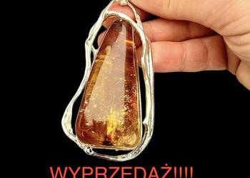 WYPRZEDAŻ wisior srebro 925 bursztyn bałtycki unikat rękodzieło