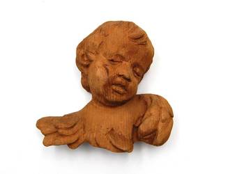 Drewniana rzeźba Anioł putto XIX w.